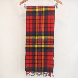 Eddie Bauer Scarf Plaid Wool Fringed Winter Warm